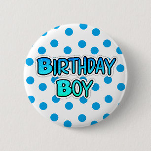 Macaron Rond 5 Cm Bouton Bleu et Noir du garçon d'anniversaire