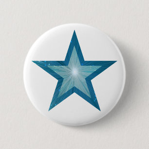 Macaron Rond 5 Cm Bouton bleu étoile blanc