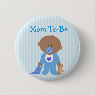 Macaron Rond 5 Cm Bouton Bleu Maman Pour Être Baby shower