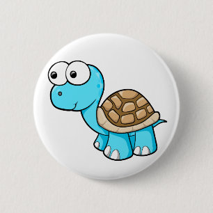 Macaron Rond 5 Cm Bouton bleu mignon de tortue