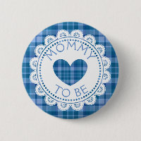 Bouton Bleu Plaid Maman to Be