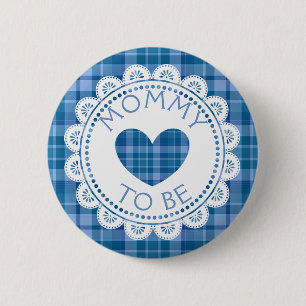 Macaron Rond 5 Cm Bouton Bleu Plaid Maman to Be