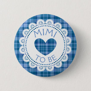Macaron Rond 5 Cm Bouton bleu Plaid Mimi to Be