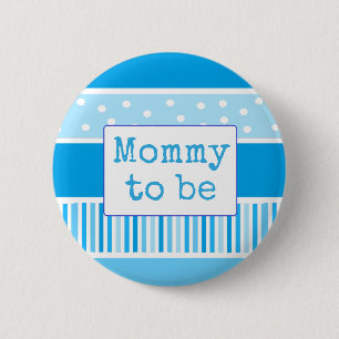 Macaron Rond 5 Cm Bouton bleu Polka Dot maman pour être Baby shower