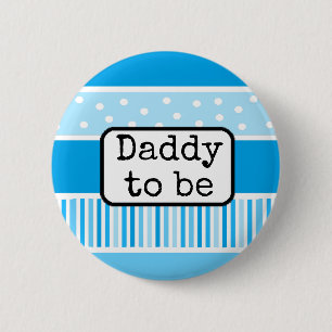 Macaron Rond 5 Cm Bouton bleu Polka Dot papa pour être Baby shower