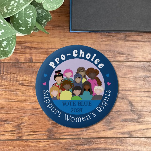 Macaron Rond 5 Cm Bouton Bleu rond Droits des Femmes (Pro-Choice round blue pin button .)