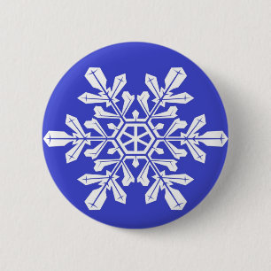 Macaron Rond 5 Cm Bouton bleu Snowflake