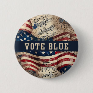 Macaron Rond 5 Cm Bouton bleu Vote, épingles d'élection du Parti dém