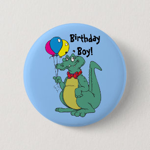Macaron Rond 5 Cm Bouton Blonde de l'alligator d'anniversaire heureu
