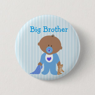 Macaron Rond 5 Cm Bouton Blue Big Brother pour être Baby shower