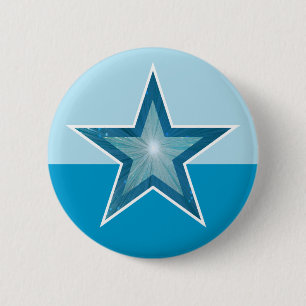 Macaron Rond 5 Cm Bouton Blue Star deux tons bleu