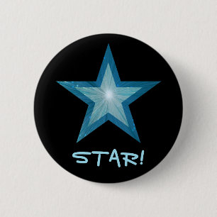 Macaron Rond 5 Cm Bouton Blue Star 'STAR' en noir