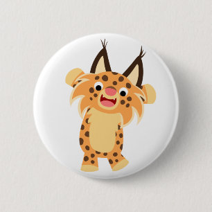 Macaron Rond 5 Cm Bouton Bobcat de caricature doux Spunky