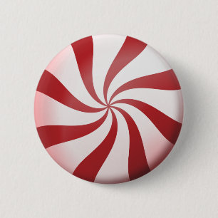 Macaron Rond 5 Cm Bouton bonbon de menthe rouge et blanche