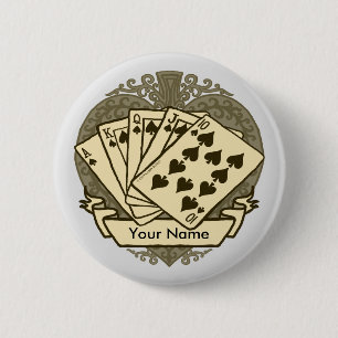 Macaron Rond 5 Cm Bouton Bonne main Poker