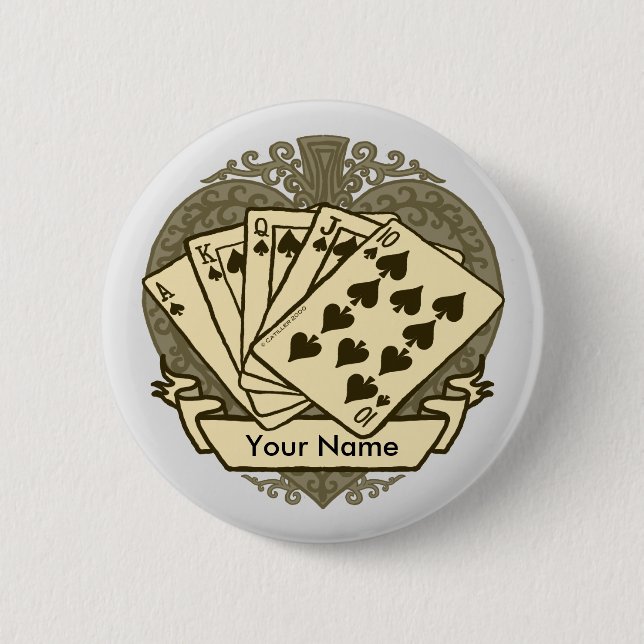 Macaron Rond 5 Cm Bouton Bonne main Poker (Devant)