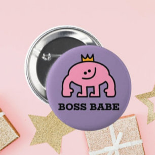 Macaron Rond 5 Cm Bouton Boss Babe – Insigne à épingler