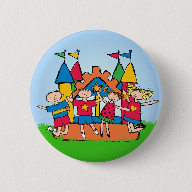 Macaron Rond 5 Cm Bouton Bounce House (Devant)