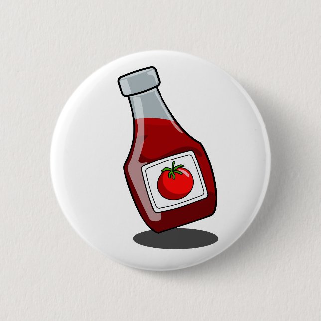 Macaron Rond 5 Cm Bouton Bouteille Ketchup (Devant)
