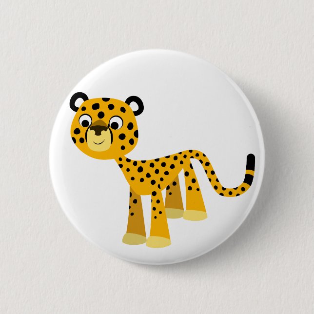 Macaron Rond 5 Cm Bouton Bouton Cheetah joyeux (Devant)