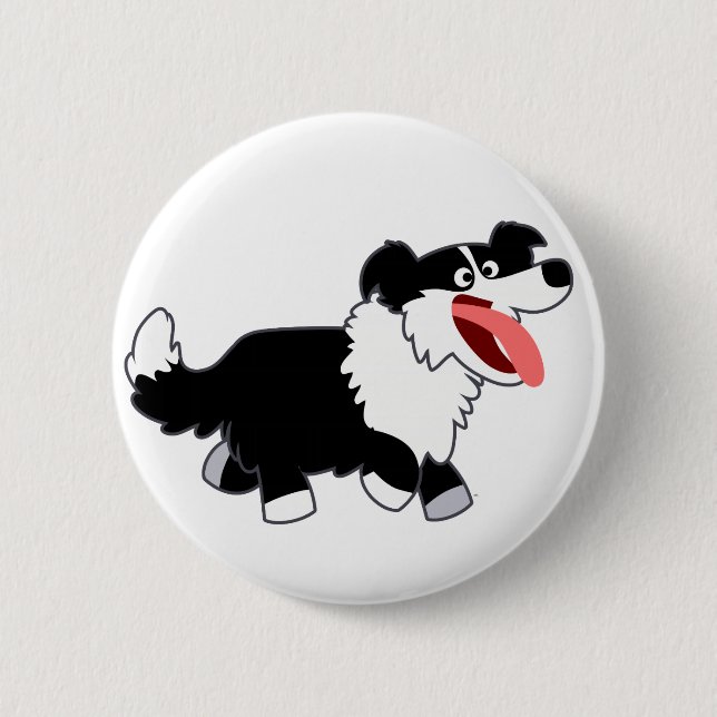 Macaron Rond 5 Cm Bouton Bouton Collie Bordure Jolie (Devant)