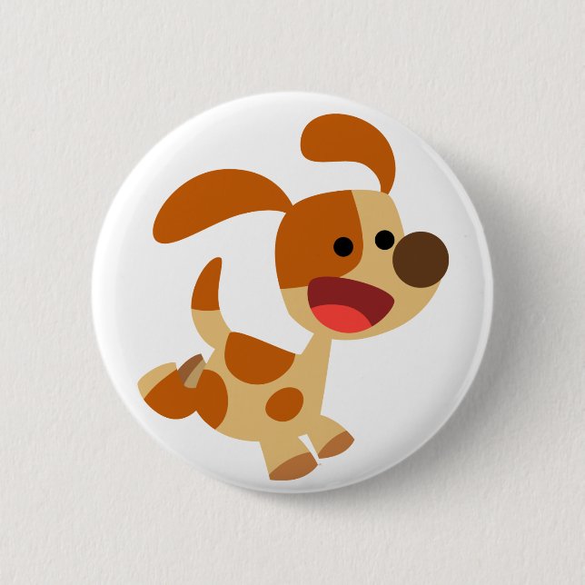 Macaron Rond 5 Cm Bouton Bouton de chien en caricature mignon (Devant)