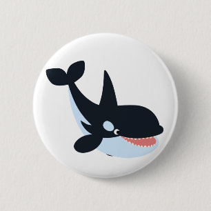 Macaron Rond 5 Cm Bouton Bouton de tueur de baleine de caricature jo