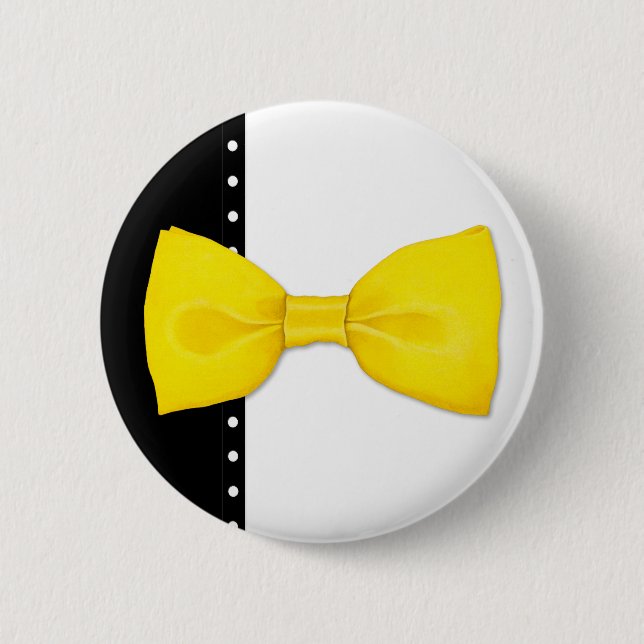 Macaron Rond 5 Cm Bouton Bowtie au citron (Devant)