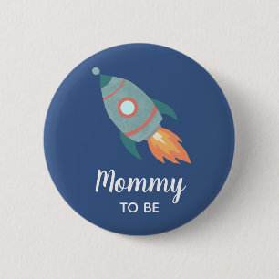 Macaron Rond 5 Cm Bouton Boys Rocket Ship Maman to Be Baby shower
