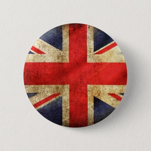 Macaron Rond 5 Cm Bouton britannique grunge de drapeau centré (Devant)