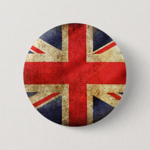 Macaron Rond 5 Cm Bouton britannique grunge de drapeau centré