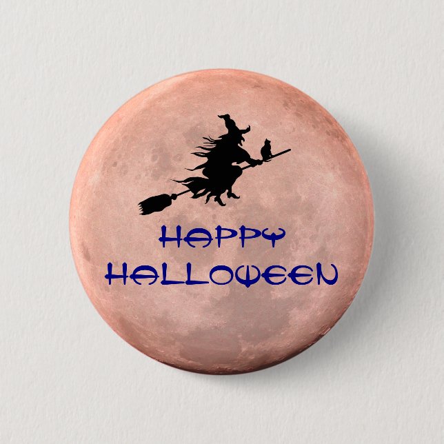 Macaron Rond 5 Cm Bouton Broomstick Witchy Moon Witch Pin (Devant)
