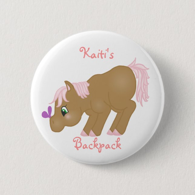 Macaron Rond 5 Cm Bouton Brown de poney (Devant)