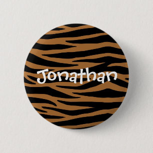 Macaron Rond 5 Cm Bouton Brown Zebra Stripes