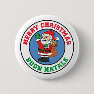Macaron Rond 5 Cm Bouton Buon Natale Italien Noël Père Noël