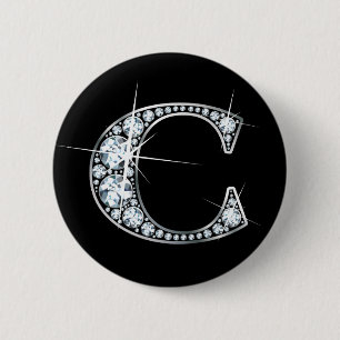Macaron Rond 5 Cm Bouton "C" à bille de diamant