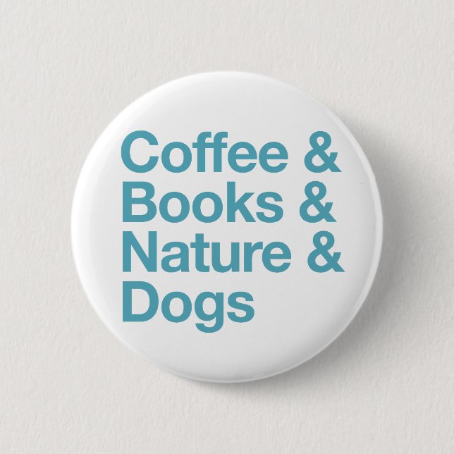 Macaron Rond 5 Cm Bouton Café & Livres & Nature & Chiens (bleu) (Devant)