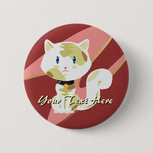 Macaron Rond 5 Cm Bouton Calico Cat