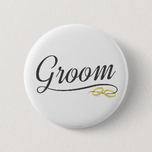 Macaron Rond 5 Cm Bouton Calligraphie Mariage floral simple de la ch