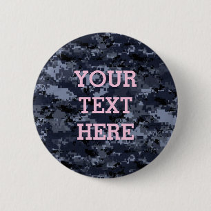 Macaron Rond 5 Cm Bouton Camouflage bleu militaire américain