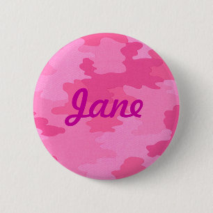 Macaron Rond 5 Cm Bouton Camouflage rose clair personnalisé