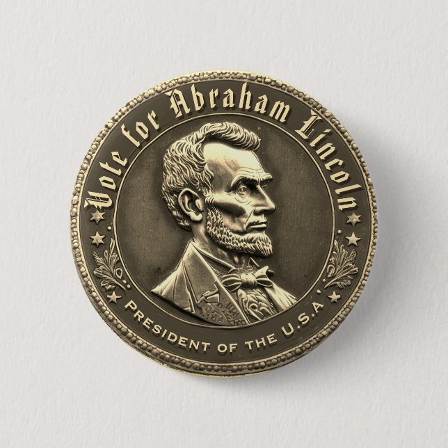 Macaron Rond 5 Cm Bouton Campagne Abraham Lincoln (Devant)