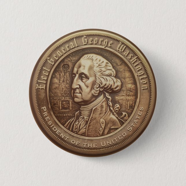 Macaron Rond 5 Cm Bouton Campagne George Washington (Devant)