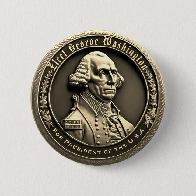 Macaron Rond 5 Cm Bouton Campagne George Washington (Devant)