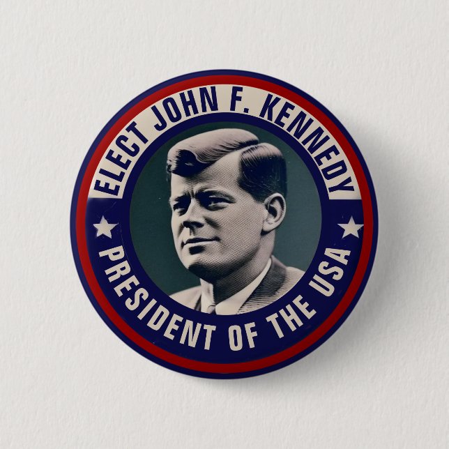 Macaron Rond 5 Cm Bouton Campagne John F. Kennedy (Devant)