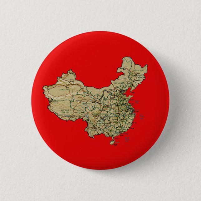 Macaron Rond 5 Cm Bouton Carte Chine (Devant)