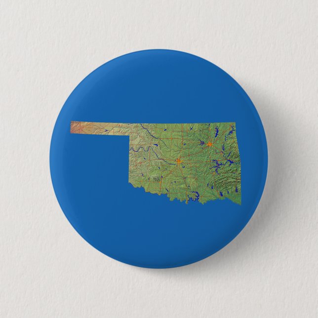 Macaron Rond 5 Cm Bouton Carte Oklahoma (Devant)