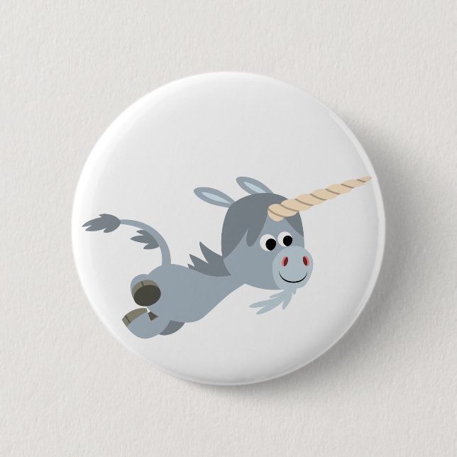Macaron Rond 5 Cm Bouton Carton Mignonne Unicorne Dans Un Bouton Pre (Devant)