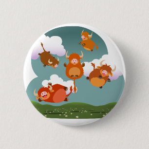 Macaron Rond 5 Cm Bouton cartonné flottant Highland Cows Badton