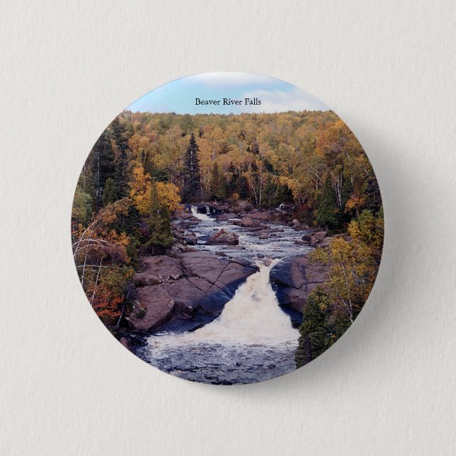 Macaron Rond 5 Cm Bouton Cascades de la rivière Beaver (Devant)